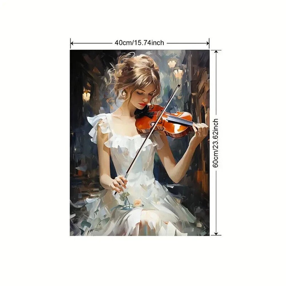 Beautiful Violin Player In White Dress Canvas Art Print 15.7" X 23.6" New! Art:Art Prints Style Your Walls